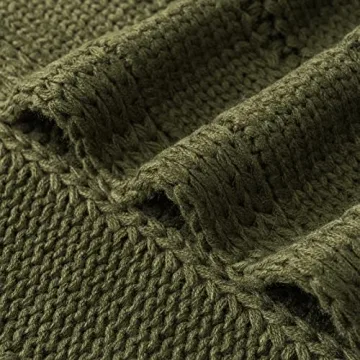 Cozy RECYCO Cable Knit Moss Green Throw Blanket