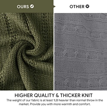 Cozy RECYCO Cable Knit Moss Green Throw Blanket