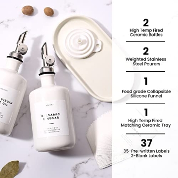 Molimoli Ceramic Olive Oil Dispenser Set for Kitchen