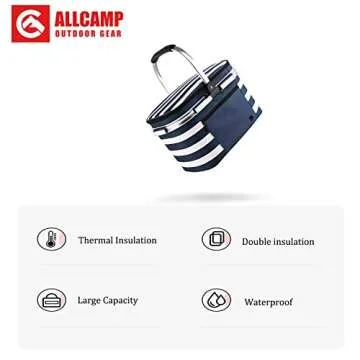 ALLCAMP Insulated Collapsible Picnic Basket Cooler Bag
