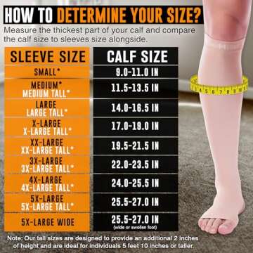 Doc Miller Open Toe Compression Socks, 20-30 mmHg, Toeless, Support Circulation, Shin Splints, Calf Recovery, Post Op, Knee High, Medical Grade, Nude/Skin Socks, 3X-Large Size,Tall Men & Women, Pair