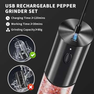 Rechargeable Electric Salt and Pepper Grinder Set