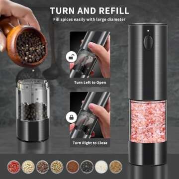 Rechargeable Electric Salt and Pepper Grinder Set