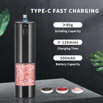 Rechargeable Electric Salt and Pepper Grinder Set
