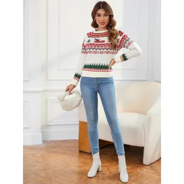 ZAFUL Women's Cozy Christmas Cedar Snowflake Sweater