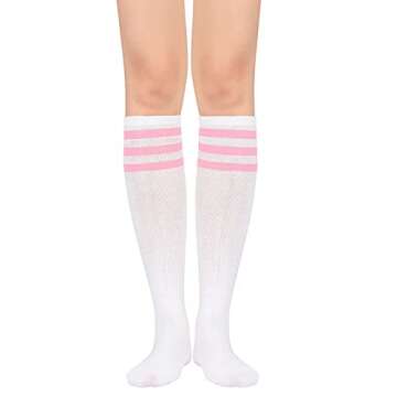 Zando Outdoor Athletic Socks for Women Soft Knee High Socks Tall Athletic Socks Stripes Tube Socks E...