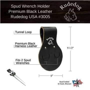 Spud Wrench Holder- Premium Black Leather - Rudedog USA #3005