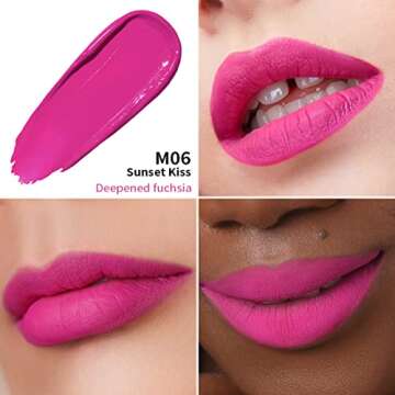 Oulac Hot Pink Matte Lipstick Waterproof Vegan Formula