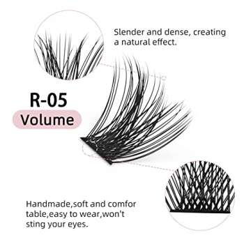 Higu DIY Eyelash Extension Kit, 144 Pcs Lash Clusters Thin Band Cluster Lashes with Super Hold Mascara Brush Bond and Seal Eyelash Glue and Lash Applicator Eyelash Cluster Extensions Set (R-05 Kit)