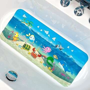 Cartoon Tub Mat, Bathtub Mat Non Slip, Bath Mat for Kids & Toddlers, Baby-Friendly, Anti Slip Bathtu...
