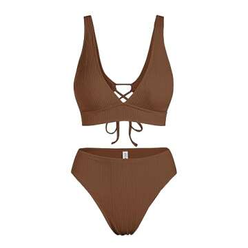 Shop ZAFUL V Neck High Waisted Bikini Set for Summer Fun!