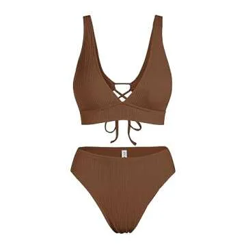Shop ZAFUL V Neck High Waisted Bikini Set for Summer Fun!