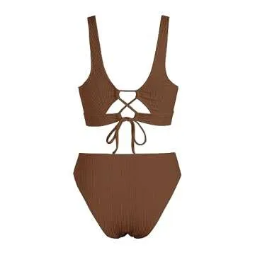 Shop ZAFUL V Neck High Waisted Bikini Set for Summer Fun!