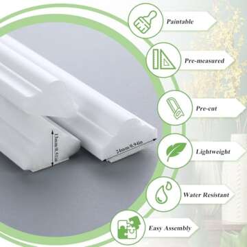 Pangda 3 Set Peel and Stick Wall Molding Kit, Premade Accent Molding Wainscoting Panel for Interior Wall Moulding Decor, Ready to Assemble Wainscoting Accent Panel (63 x 39 in)