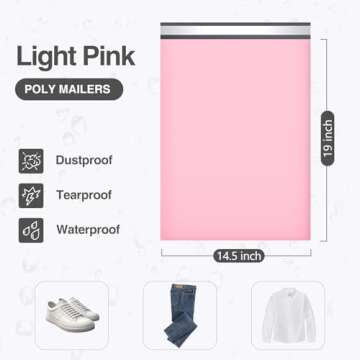 UCGOU Poly Mailers 14.5x19 Inch Light Pink 100 Pack Large Shipping Bags #7 Strong Thick Mailing Enve...