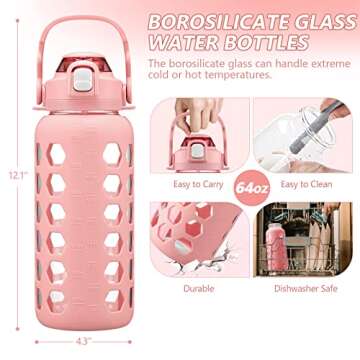 Shop MUKOKO 64oz Glass Water Bottle with Straw