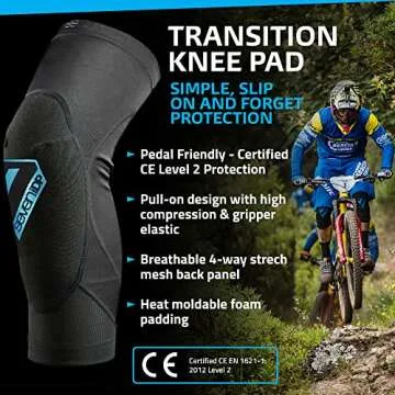 7 iDP Transition Knee Pads for Mountain Biking and Action Sports, Black (Large)