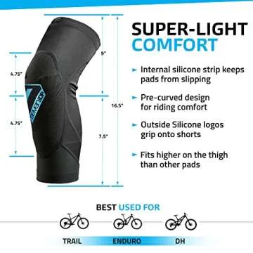 7 iDP Transition Knee Pads for Mountain Biking and Action Sports, Black (Large)