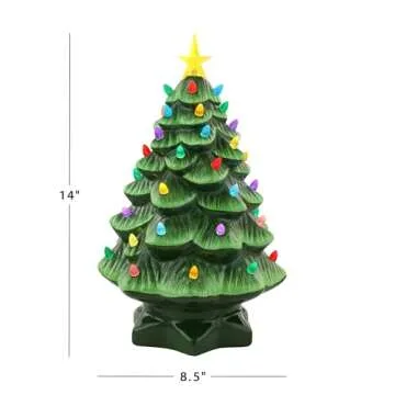 Mr. Christmas Nostalgic Ceramic Christmas Tree 14 Inches Green