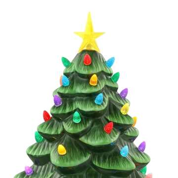Mr. Christmas Nostalgic Ceramic Christmas Tree 14 Inches Green