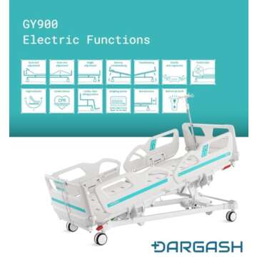 DARGASH MEDICAL Hospital Bed 5 Functions Electric ICU Bed Elite Edition with Mattress & IV Pole (GY900)