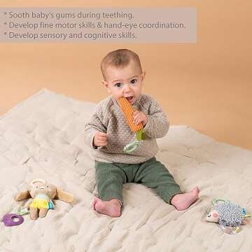 Taf Toys Developmental Gift Set with 3 Activity Toys for Newborns & Up Development, use on a Wooden bar, Montessori for Infant Toys 0-6 Months Babies