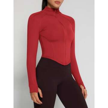 GYM RAINBOW Womens Snatched Workout Jackets Lightweight Zip Up Slim Fit Gym Track Athletic Jackets w...