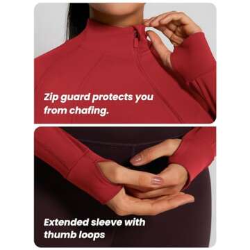 GYM RAINBOW Womens Snatched Workout Jackets Lightweight Zip Up Slim Fit Gym Track Athletic Jackets with Thumb Holes(#1 Red,Medium)