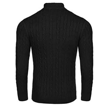COOFANDY Men's Quarter-Zip Sweater Slim Fit Casual Knitted Turtleneck Pullover Mock Neck Polo Sweater Black