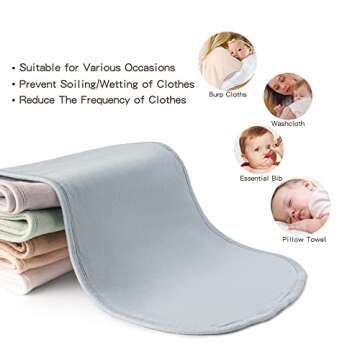 Konssy Baby Burp Cloths Set - 6 Pack Cotton for Newborns