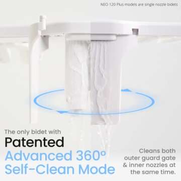 LUXE Bidet NEO 320 Plus - Patented Bidet Attachment for Toilet Seat, Innovative Hinges to Clean, Slide-in Install, Advanced 360° Self-Clean, Warm, Dual Nozzles, Feminine & Rear Wash (Chrome)