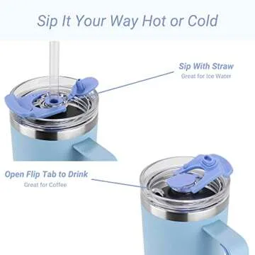 Drinco 40oz Insulated Tumbler with Handle and Straw