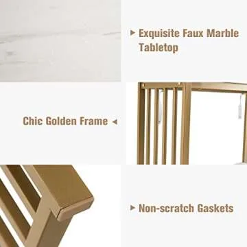 Tangkula 48” Console Table, White Faux Marble Entryway Table with Gold Finished Frame, Modern Deluxe Sofa Table with 2 Tier Storage, Ideal for Living Room, Hallway, Dining Room