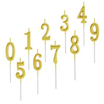 10 Pieces Birthday Candles Cake Numeral Candles Number 0-9 Glitter Cake Topper Decoration for Party,...