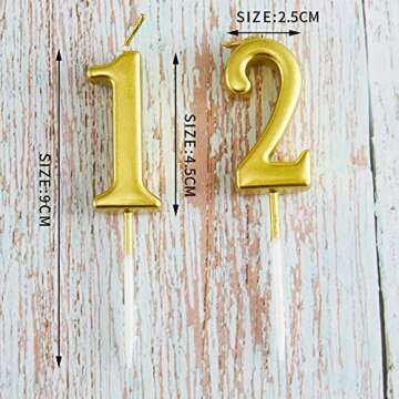 Gold Birthday Candles - Elegant Cake Numeral Toppers