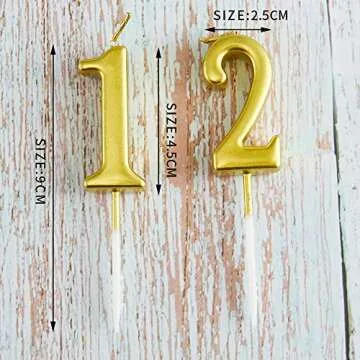 Gold Birthday Candles - Elegant Cake Numeral Toppers