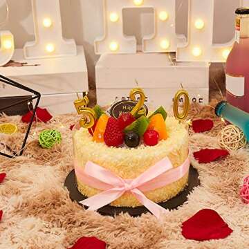 Gold Birthday Candles - Elegant Cake Numeral Toppers