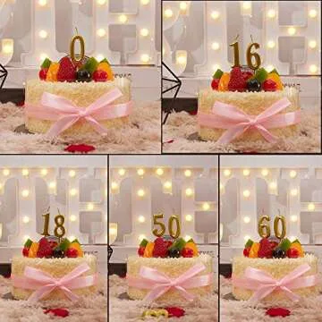 Gold Birthday Candles - Elegant Cake Numeral Toppers
