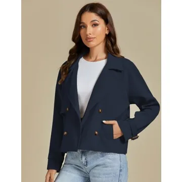 luvamia Womens Jackets Retro Jacket Navy Blue Jackets for Women Business Casual Outfits for Women Womens Fall Clothing Womens Fall Jackets Jackets for Winter Navy Blue Medium Fits Size 8 / Size 10
