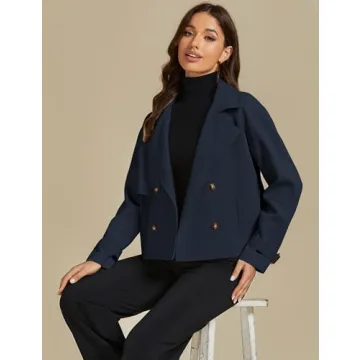 luvamia Womens Jackets Retro Jacket Navy Blue Jackets for Women Business Casual Outfits for Women Womens Fall Clothing Womens Fall Jackets Jackets for Winter Navy Blue Medium Fits Size 8 / Size 10