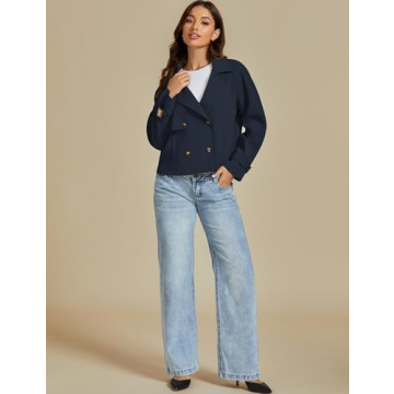 luvamia Womens Jackets Retro Jacket Navy Blue Jackets for Women Business Casual Outfits for Women Womens Fall Clothing Womens Fall Jackets Jackets for Winter Navy Blue Medium Fits Size 8 / Size 10