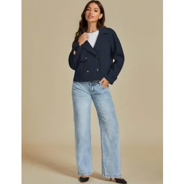 luvamia Womens Jackets Retro Jacket Navy Blue Jackets for Women Business Casual Outfits for Women Womens Fall Clothing Womens Fall Jackets Jackets for Winter Navy Blue Medium Fits Size 8 / Size 10