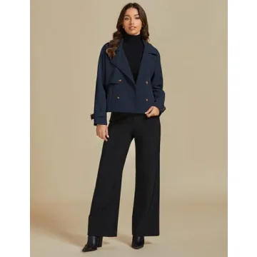 luvamia Womens Jackets Retro Jacket Navy Blue Jackets for Women Business Casual Outfits for Women Womens Fall Clothing Womens Fall Jackets Jackets for Winter Navy Blue Medium Fits Size 8 / Size 10