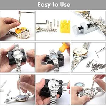 Kingsdun Watch Repair Kit, Professional Watch Battery Replacement Tool Watchband Link & Back Remover Spring Bar Tool Kit with Carrying Case & Instruction Manual