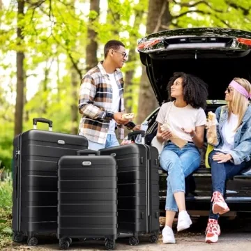 AnyZip Luggage Set 3-Piece PC ABS Lightweight Travel Suitcases