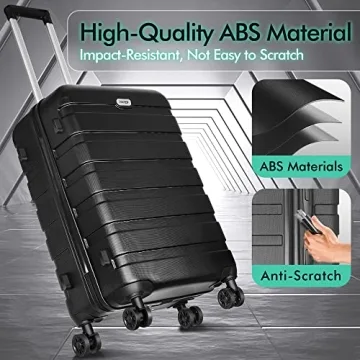 AnyZip Luggage Set 3-Piece PC ABS Lightweight Travel Suitcases