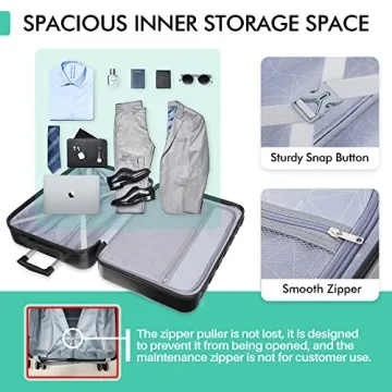 AnyZip Luggage Set 3-Piece PC ABS Lightweight Travel Suitcases