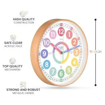 Oyster&Pop Pastel Learning Clock - Silent Teaching Clock for Kids