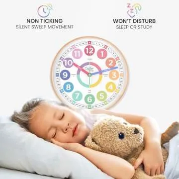 Oyster&Pop Pastel Learning Clock - Silent Teaching Clock for Kids