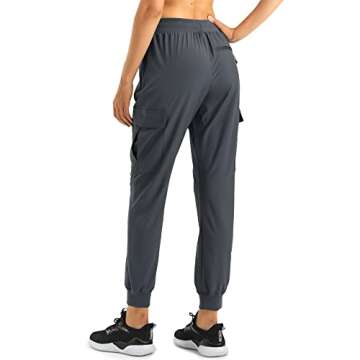 Stelle Hiking Cargo Joggers for Women Lightweight Quick Dry UPF 50 with Zipper Pockets Pants for Outdoor Workout(GY,M) Grey